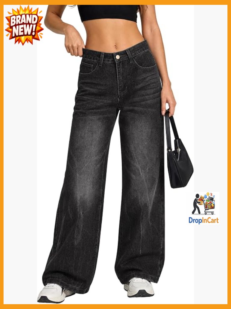 Wide Leg Baggy Y2k Jeans High Rise Denim Pants Trendy Plus Size Loose Fit